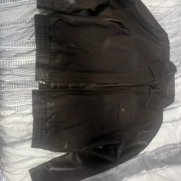 Mens Black leather jacket Large - Picture 3 of 4